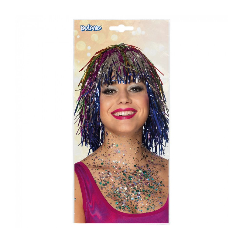 perruque metallique multicolore pack