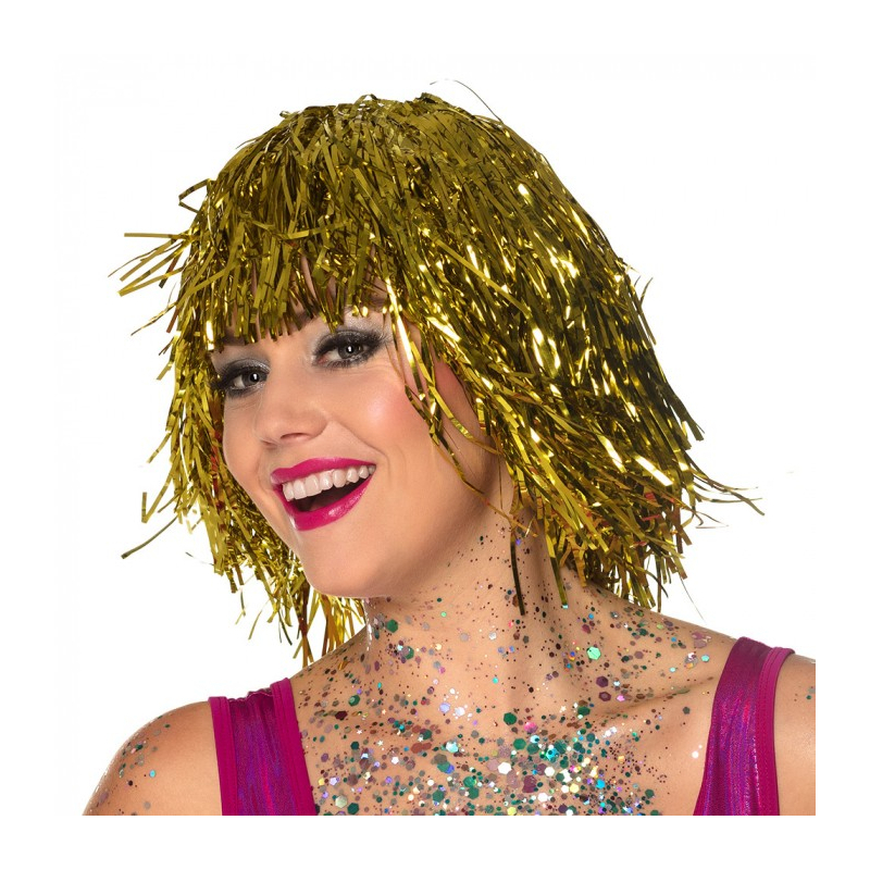 perruque metallique doree