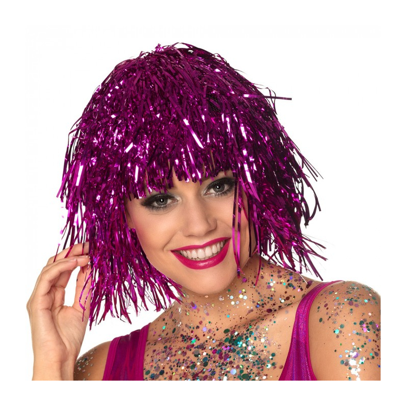 perruque metallique rose