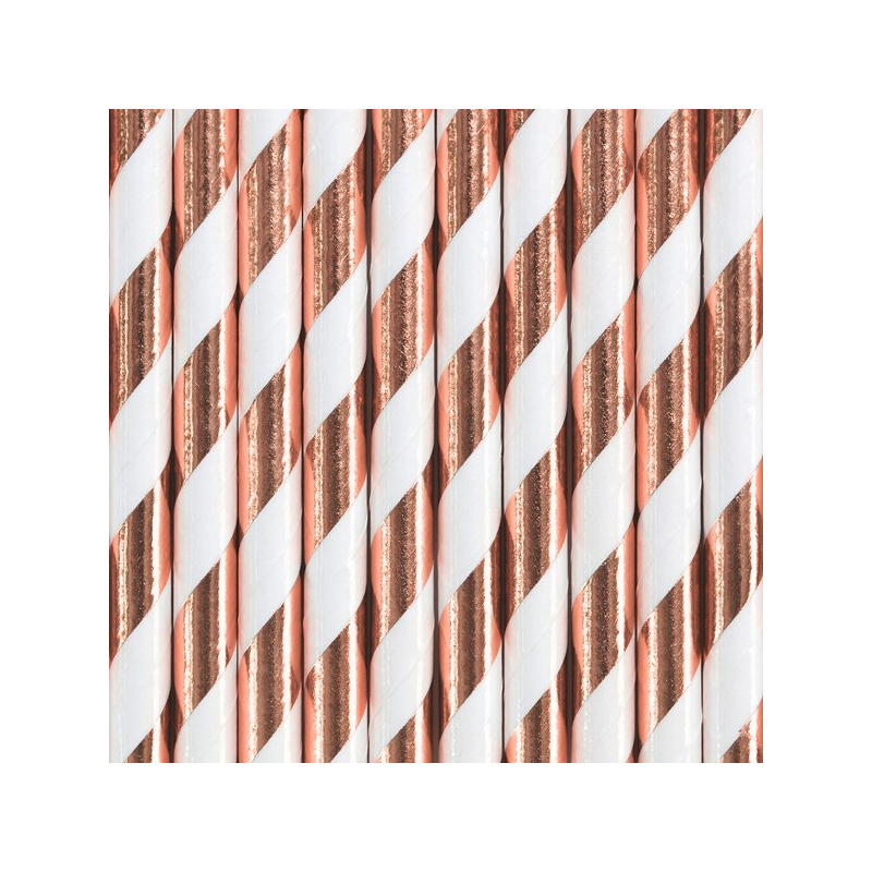 pailles rayees roses gold blanches