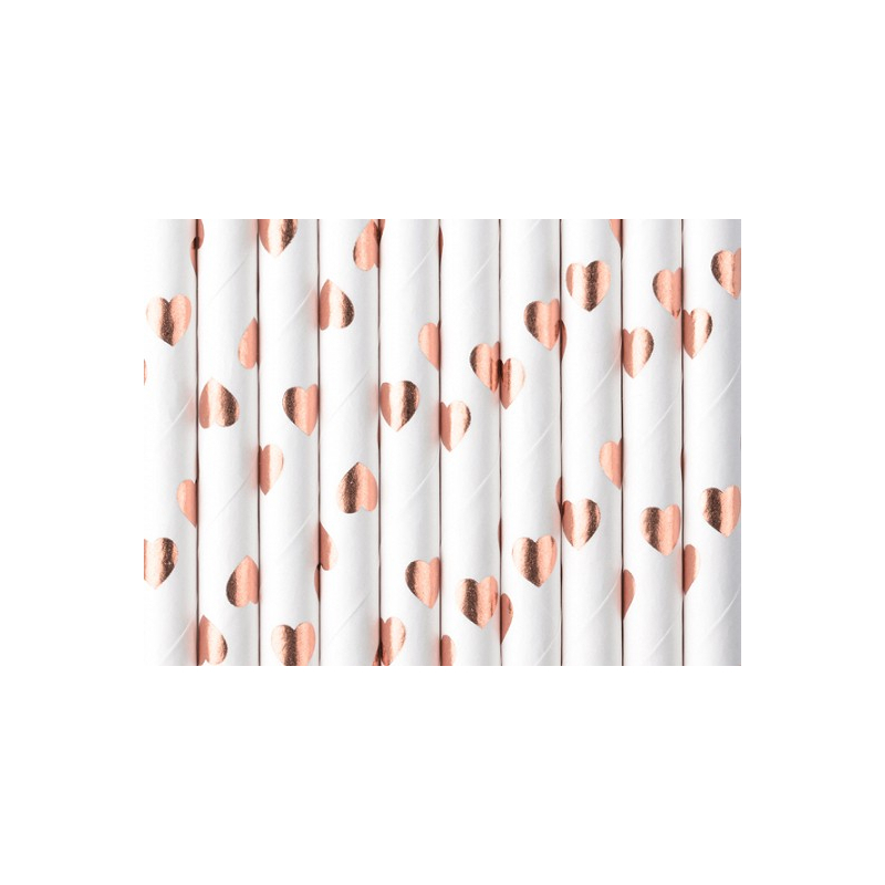 pailles blanches coeurs rose gold