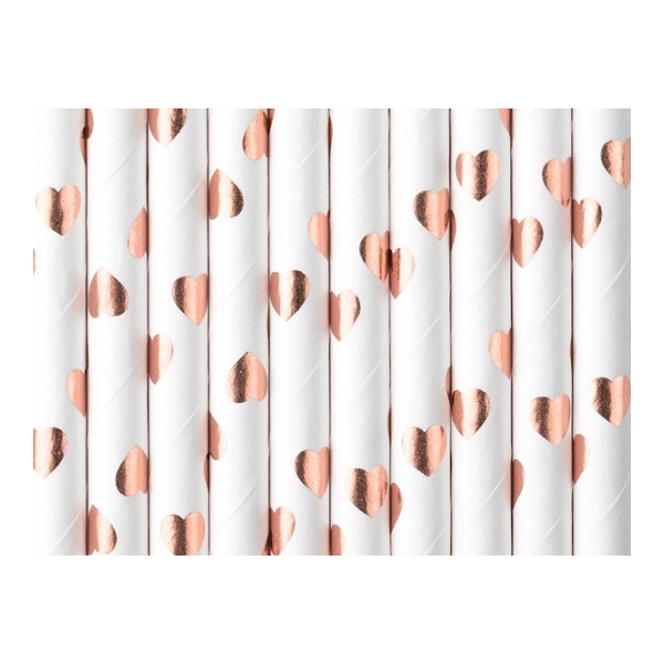 pailles blanches coeurs rose gold
