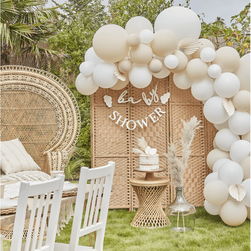 serviettes baby shower beige ambiance