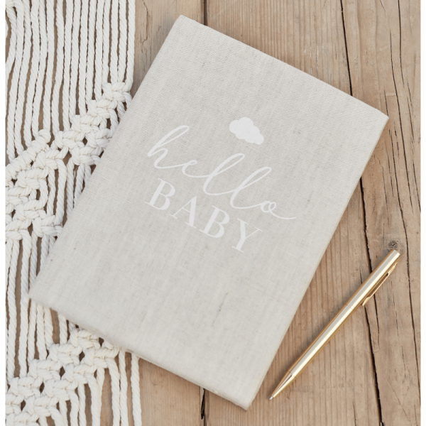 livre d'or baby shower lin neutre