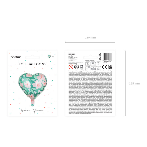 ballon vert coeur fleurs pack