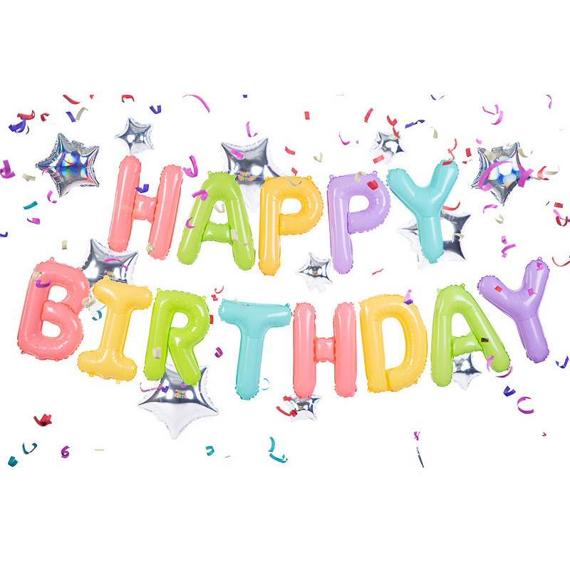 ballon anniversaire multicolore etoile