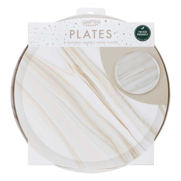 assiettes papier marbre pack