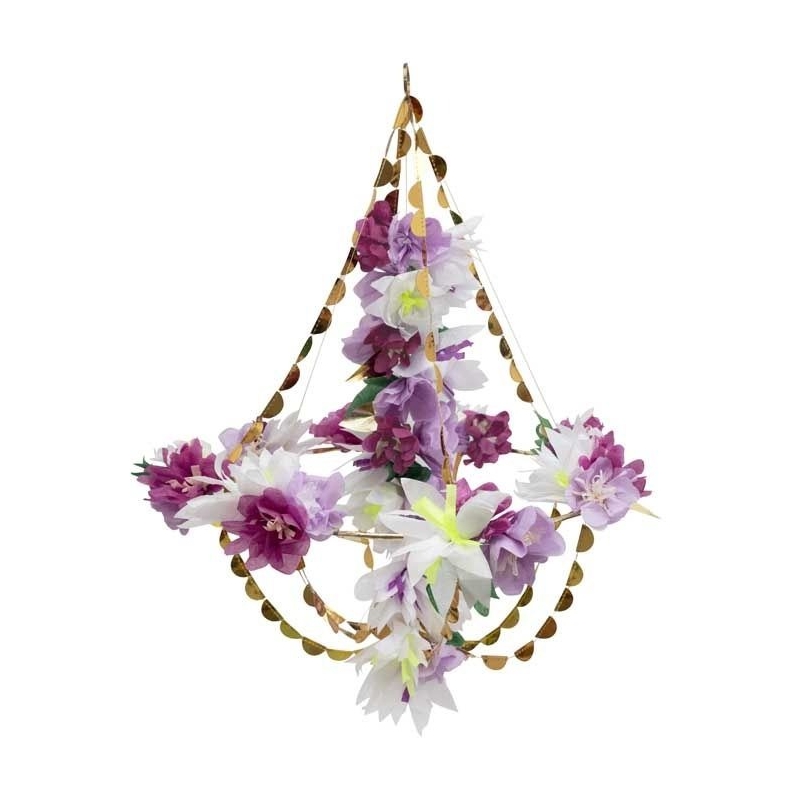 Chandelier fleurie violet