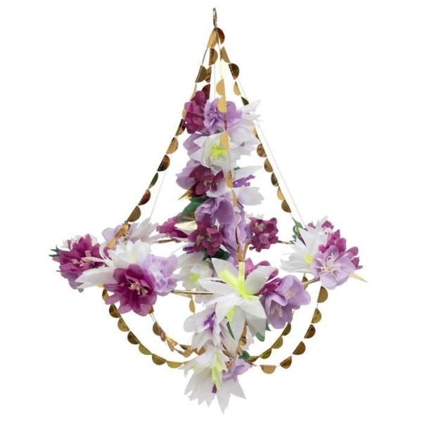 Chandelier fleurie violet