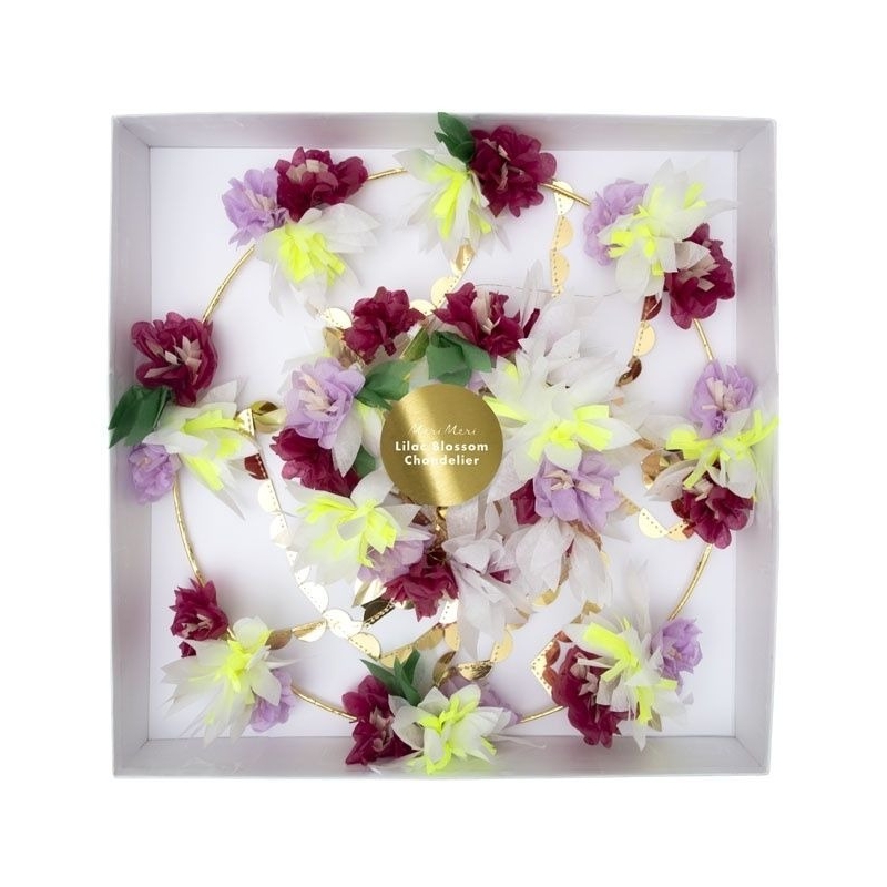 Chandelier fleurie violet emballage