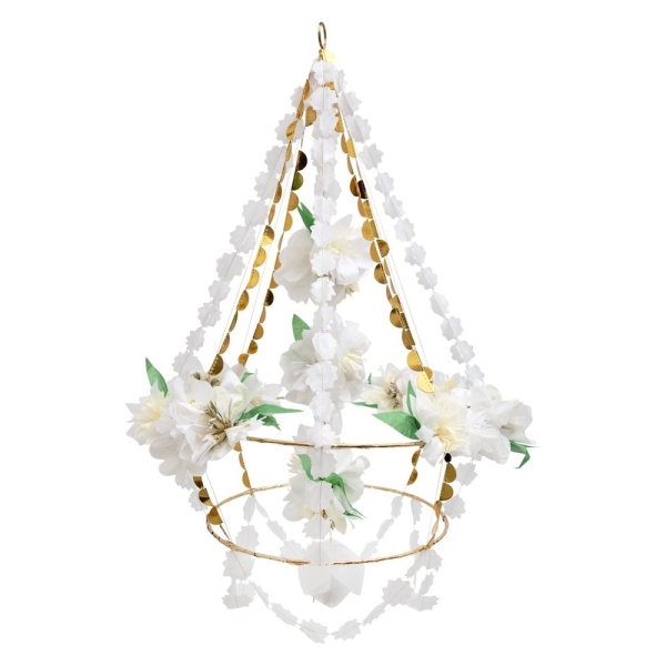 chandelier fleur blanc