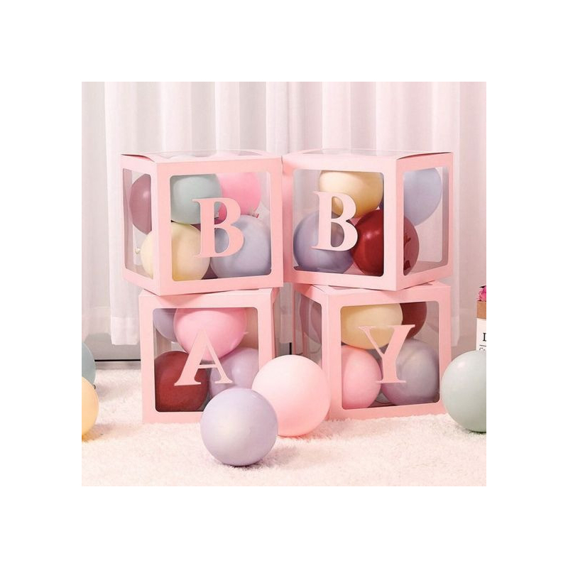 cubes ballons transparents roses