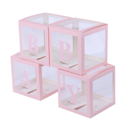 cubes ballons transparents roses