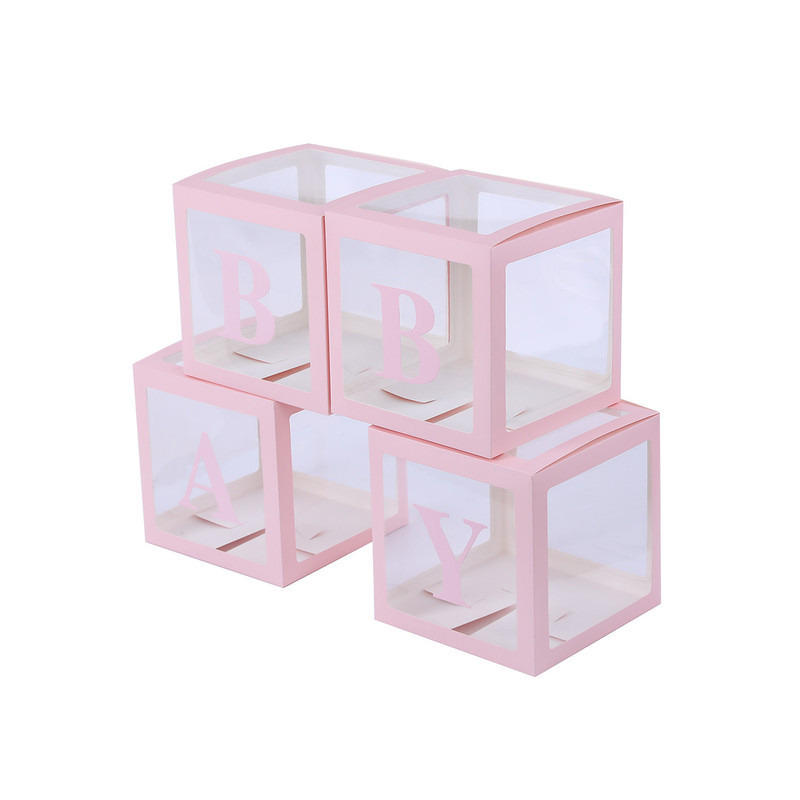 cubes ballons transparents roses baby