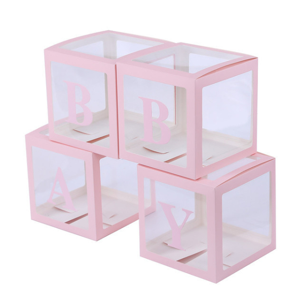 cubes ballons transparents roses baby