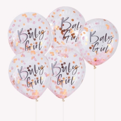 ballons confettis roses baby shower