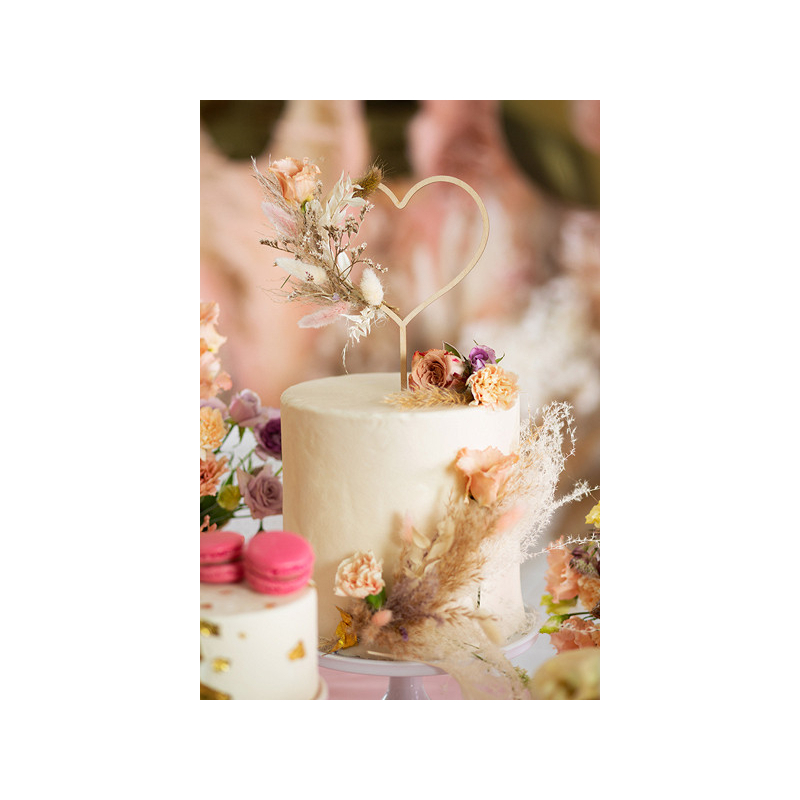 cake topper bois coeur gateau