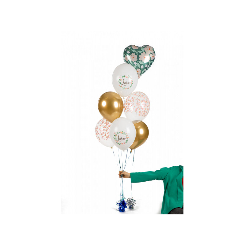 ballons love fleurs blanc