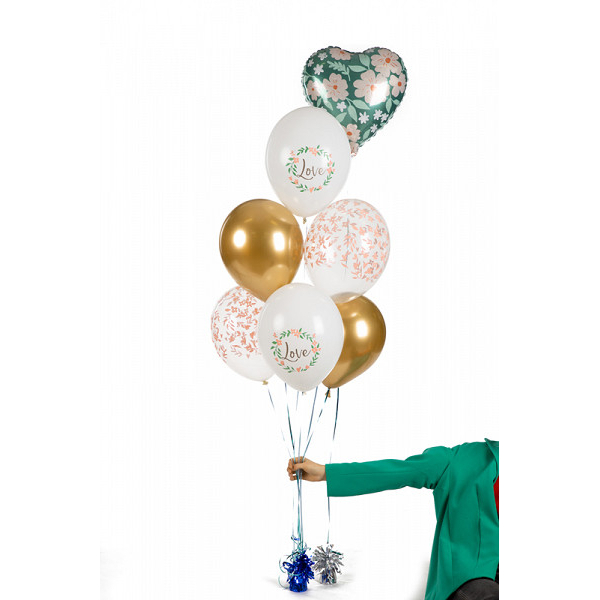 ballons love fleurs blanc