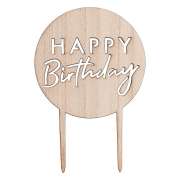 Cake Topper En Bois – Joyeux Anniversaire – 12,9 X 10,2 Cm – Contact Alimentaire – Décoration Gâteaux