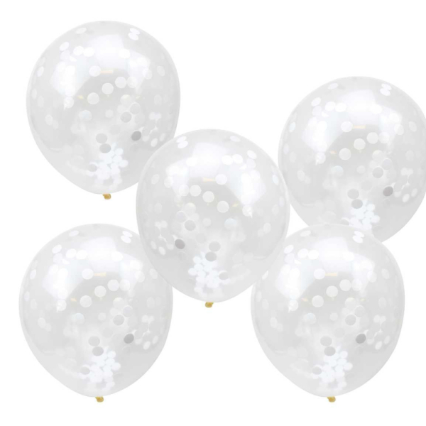 ballons confettis blanc