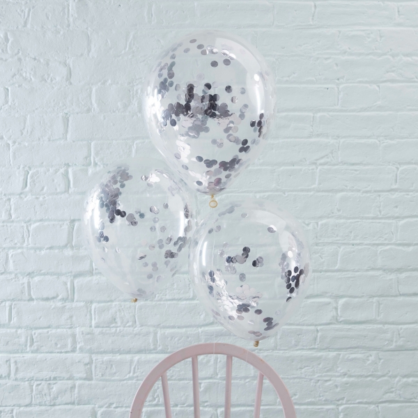 ballon confettis argent effets