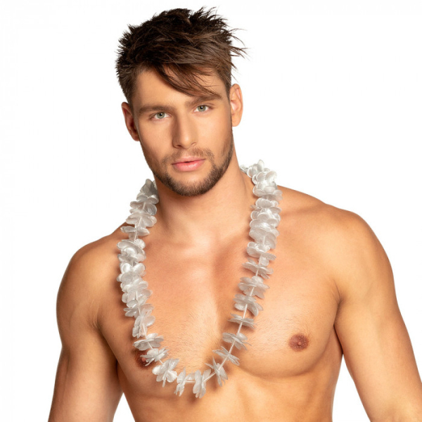 collier hawaïens fleur argent homme