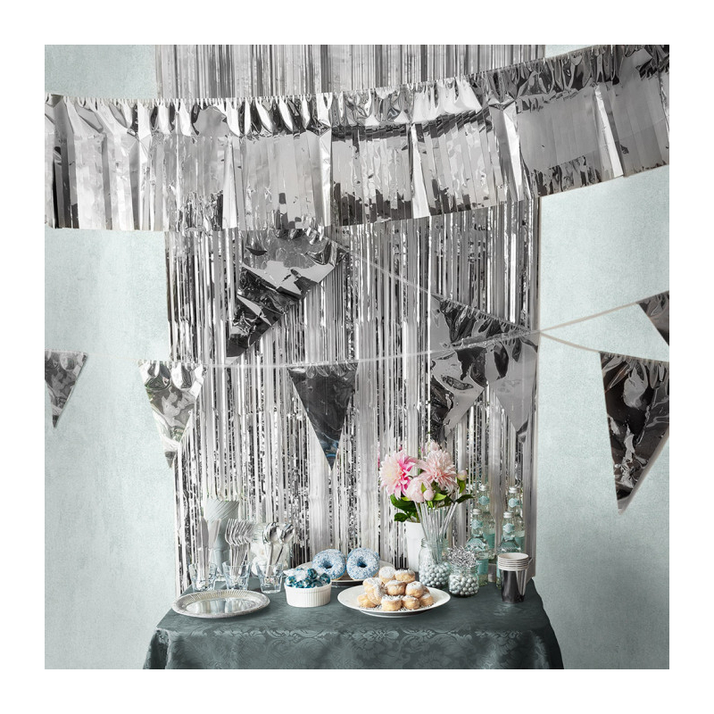 guirlande fanions argentes metallise