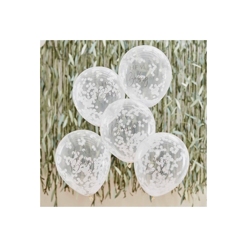ballons confettis blancs baby shower