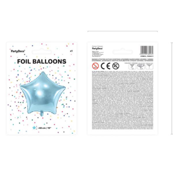ballon aluminium etoile bleu clair pack