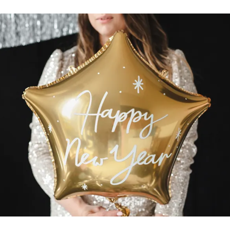 ballon aluminium nouvel an dore etoile