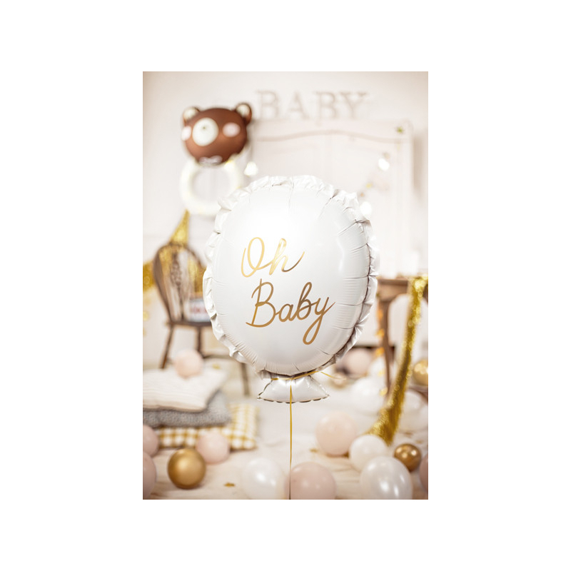 ballon aluminium baby shower blanc