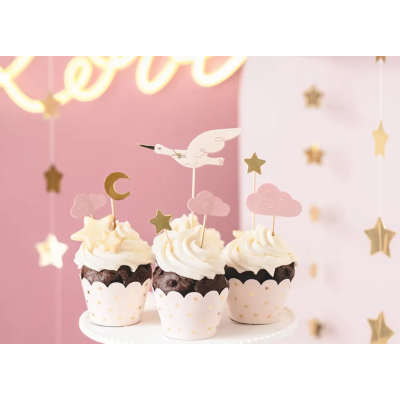 decoration cupcake baby shower cigogne