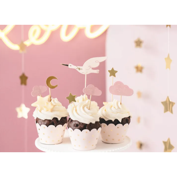 decoration cupcake baby shower cigogne