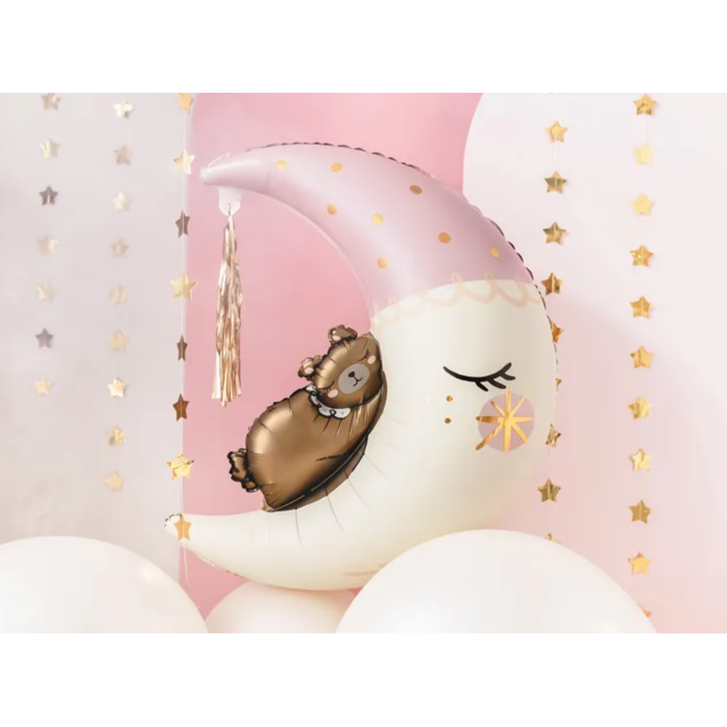 ballon aluminium ours assis lune rose