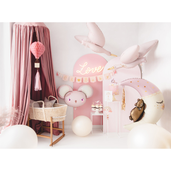 ballon aluminium souris rose baby shower