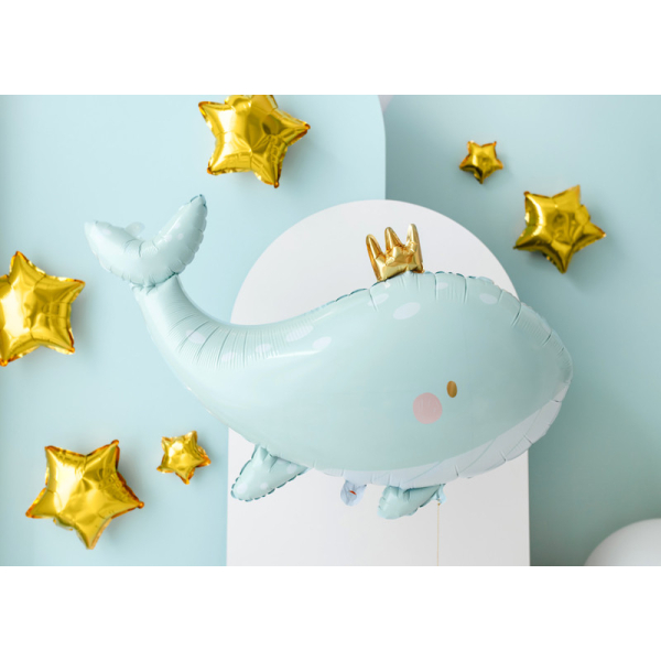 ballon aluminium baleine bleu prince