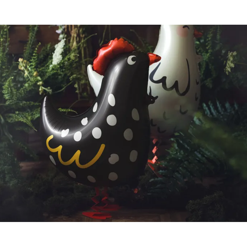 ballon aluminium coq noir herbe
