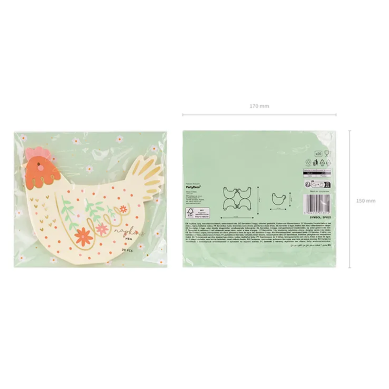 paquet serviettes en forme de poules