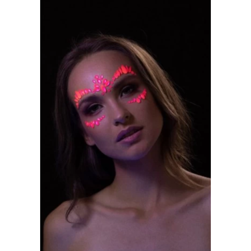 bijoux neon rose visage fluo