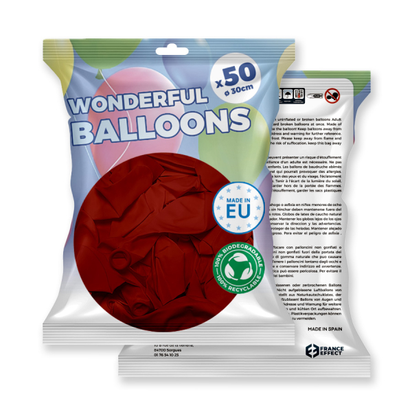 paquet de ballons bordeaux biodégradable