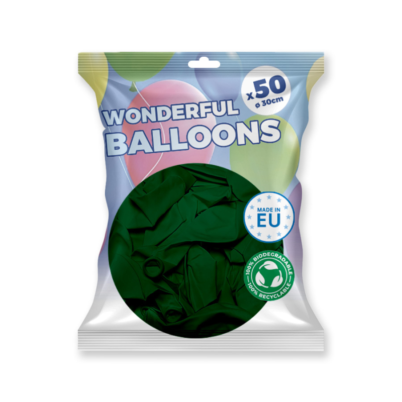 50 Ballons de baudruche biodégradable vert forêt - 30 cm
