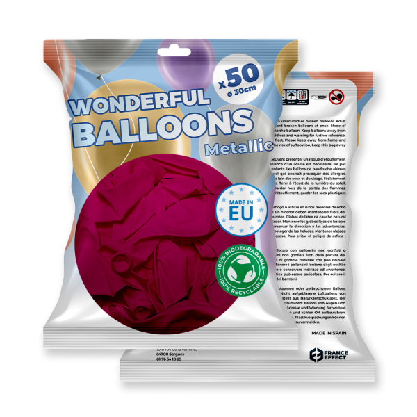 paquet ballons latex fuchsia métallique