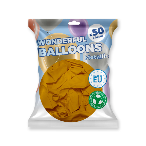 ballons de baudruche biodégradable doré paquet