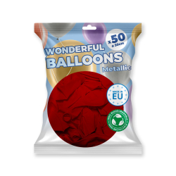 50 Ballons de baudruche biodégradable rouge métallisé