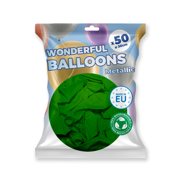 50 ballons biodégradable vert clair métallisé