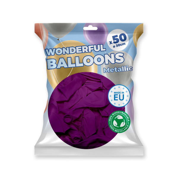 50 ballons de baudruche biodégradable Violet métallisé
