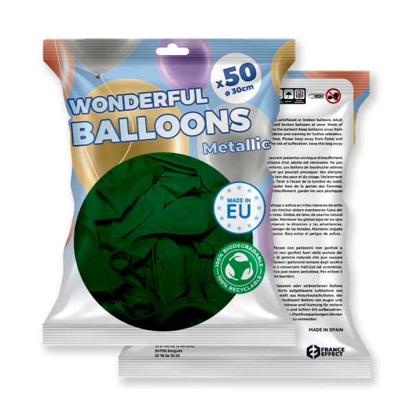 paquet ballons de baudruche biodégradable Vert émeraude métallisé paquet ballons de baudruche biodégradable Vert émeraude métallisé