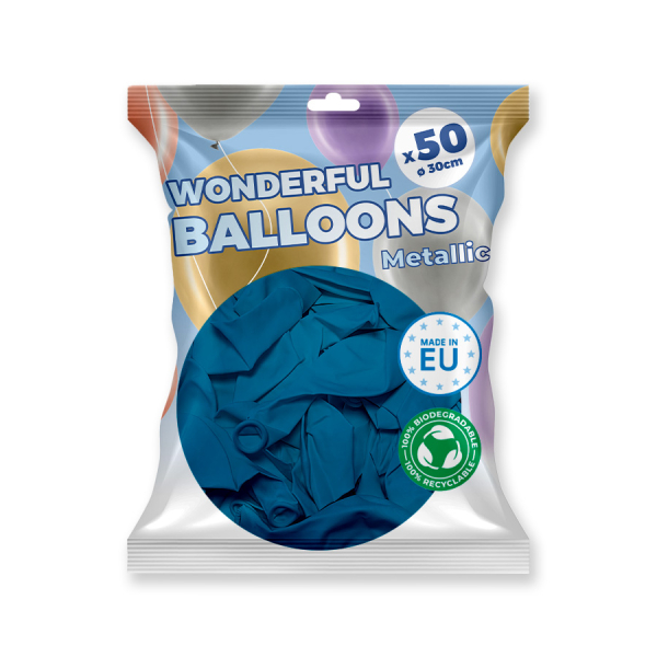 Ballons de baudruche biodégradable bleu métallisé