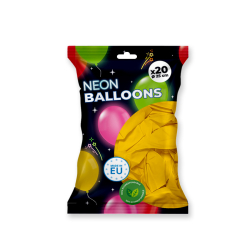 20 ballons de baudruche fluo néon Jaune - 25 cm